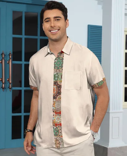 Miniatura 2 de KYKU Hawaiian Shirt for Men: Tropical Summer Beach Short Sleeve Button Down Shirt with Pocket