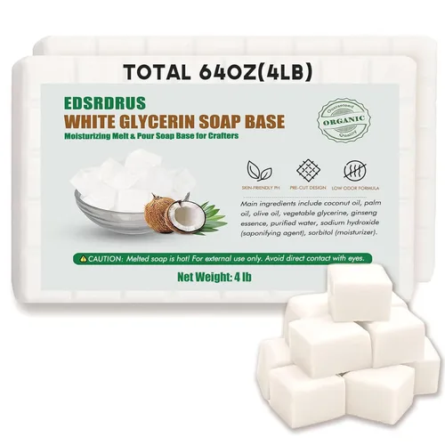 Miniatura 10 de EDSRDRUS Base de jabón de glicerina sin perfume de 4 libras, base de jabón hidratante hecha a mano para manualidades, glicerina vegetal y aceite