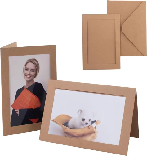 Miniatura 11 de 100 unidades de tarjetas con marco de fotos y sobres de 4x6 pulgadas, tarjetas de papel con notas, tarjetero de fotos para decoraciones de Navidad