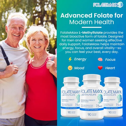 Miniatura 2 de L Metilfolato 7.5mg - Suplemento de metilfolato para mujeres y hombres - Vitamina metilada de alta potencia B9 5-MTHF para energía, estado de ánimo