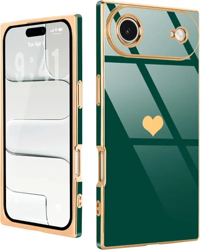 Miniatura 32 de Compatible con iPhone 12 Funda Rectangular Bonita Chapado Dorado Lujo Corazón de Amor Funda de Teléfono para Mujeres Niñas A Prueba de Golpes