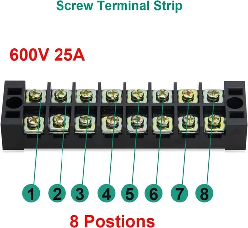 Miniatura 4 de 8 piezas (4 conjuntos) Bloques de tira de terminal de tornillo de doble hilera de 8 posiciones 600V 25A con cubierta + tira de barrera de terminales