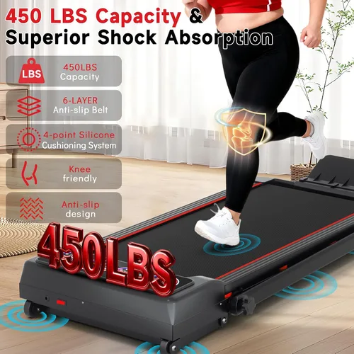 Miniatura 3 de Walking Pad Treadmill with Incline and Handle Bar, 7.5MPH Under Desk Foldable Treadmill for Home Office with Remote Control Negro azabache