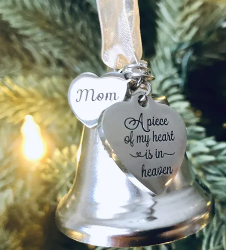 Miniatura 3 de Adorno de Navidad conmemorativo para papá y mamá por la pérdida de un ser querido Adorno de campana "Un pedazo de mi corazón" Recuerdo