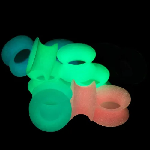 Miniatura 3 de 6 pares de túneles de silicona superfinos que brillan en la oscuridad, Silicona