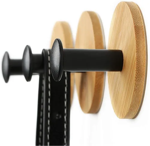 Miniatura 6 de Ganchos de madera para colgar en la pared, para colgar en la puerta, para ropa, autoadhesivos, para cortina de ducha de madera, gancho decorativo