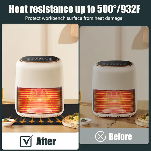 Miniatura 5 de Tapete resistente al calor para sitio de freidora de aire, tapete de silicona ignífugo para encimera de cocina, antideslizante e impermeable