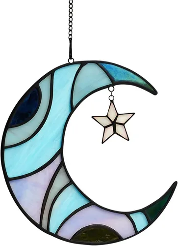 Miniatura 10 de Black Cat Decor On Moon Suncatcher Decoration,Cat Memorial Gifts for Cats Lovers Stained Glass Window Hangingt,Cats Loss Sympathy Gift,Pet Memorial