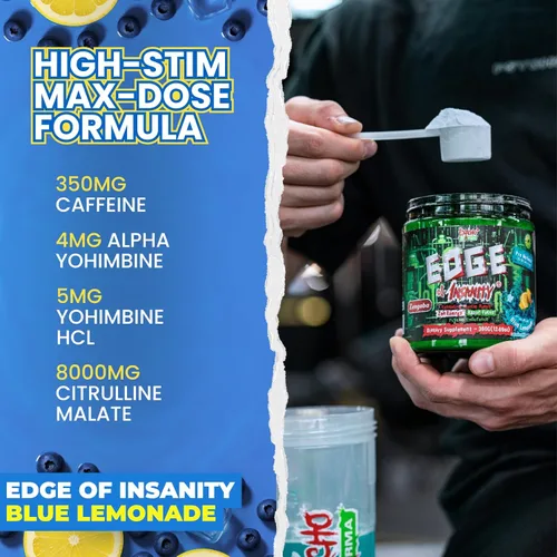 Miniatura 5 de Psycho Pharma Polvo de preentrenamiento de alta rigidez más fuerte, borde de locura, suplemento de preentrenamiento más intenso para bombas, fuerza