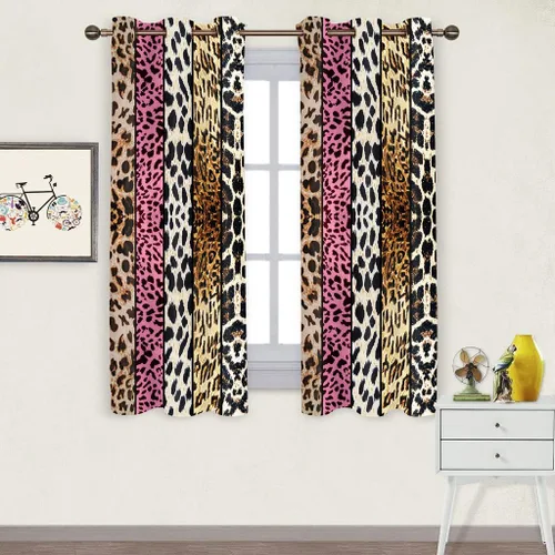 Miniatura 17 de Cortina opaca con estampado de animales salvajes, para oscurecer la habitación, con aislamiento térmico, con ojales para sala, comedor, dormitorio