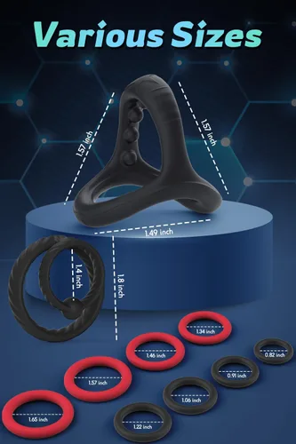 Miniatura 4 de Juego de anillos de silicona para el pene con 10 tamaños diferentes para mejorar la erección, juguete sexual para hombres más fuertes de larga