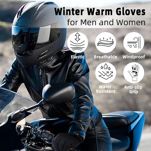 Miniatura 2 de BONFAD Guantes de invierno para hombres y mujeres, con pantalla táctil, guantes cálidos, para clima frío, resistentes al viento, para ciclismo