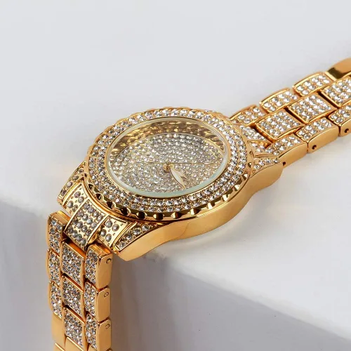 Miniatura 3 de Smalody Round Luxury Women Watch Crystal Rhinestone Diamond Watches Stainless Steel Wristwatch Iced Out Watch with Japan Quartz Movement for Women