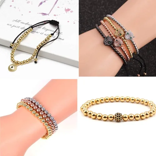 Miniatura 5 de 200 cuentas espaciadoras redondas lisas doradas, latón chapado en oro, resistente al deslustre, sin costuras, sueltas para hacer pulseras y joyas