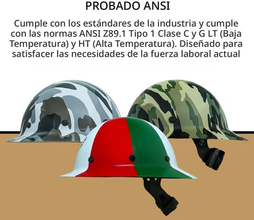 Miniatura 9 de AFP Casco duro de fibra de ala completa Suspensión de trinquete de 6 puntos Clasificación OSHA y ANSI Cascos duros para hombres Cascos
