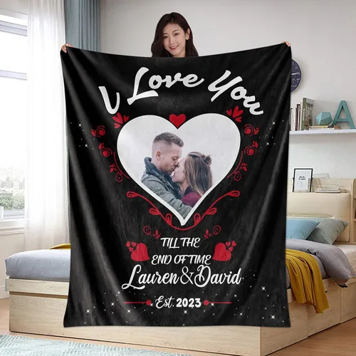 Miniatura 13 de WSYEAR Manta personalizada con fotos, regalo personalizado para parejas, manta con fotos personalizada, regalo de cumpleaños con texto en inglés "I