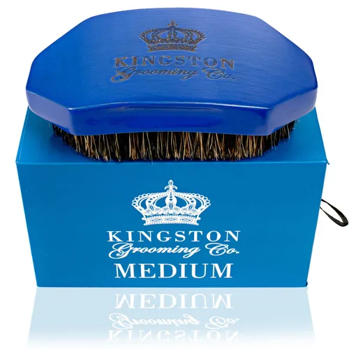 Miniatura 2 de Kingston Grooming Co. Cepillo de onda media para hombres 360, cepillo de pelo de cerdas de jabalí para hombre, perfecto para cabello, barbas u Azul