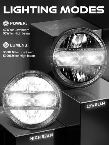 Miniatura 2 de AUDEXEN Faro delantero LED de 5.75 pulgadas, 55 W, 5-3/4 pulgadas, compatible con Harley Dyna Sportster Street Bob Softail Iron 883 Street Rod Deuce