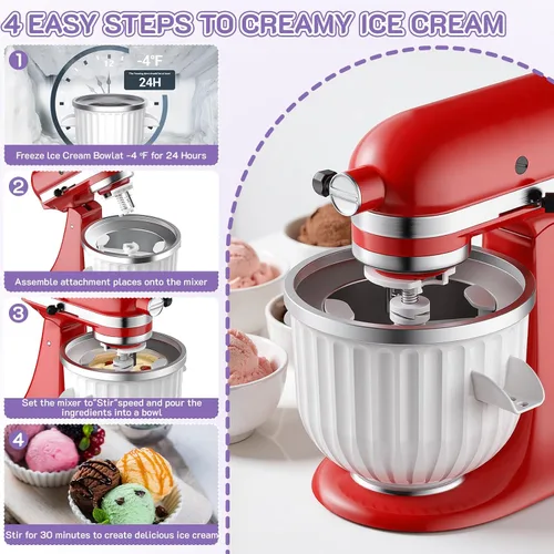 Miniatura 5 de Accesorio para máquina de helados KitchenAid para batidora de pie, se adapta a mezcladores KitchenAid de 4.5 cuartos de galón y más grandes, tazón