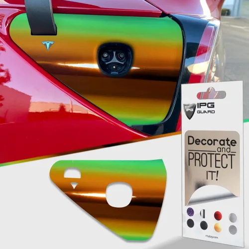 Miniatura 10 de IPG para Tesla - Calcomanías adhesivas de envoltura de puerto de carga, emblema para bricolaje, personaliza el modelo 3-Y (rosa)