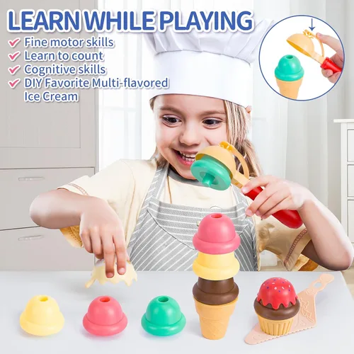 Miniatura 3 de Juego de juguetes de helado para niños, 41 piezas de carrito de helados para niños, camión de tienda de helados, cumpleaños, Navidad, Pascua