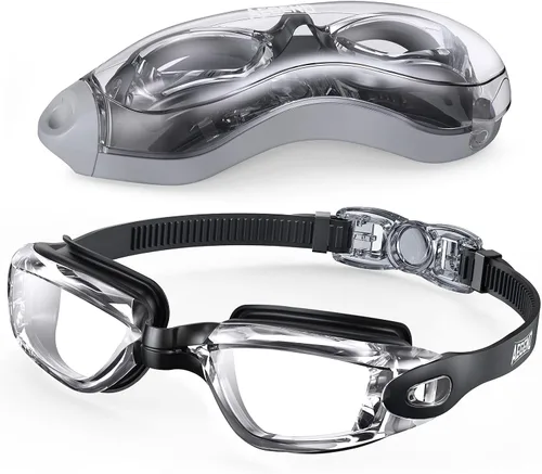 Miniatura 16 de Aegend Gafas de natación, gafas de natación sin fugas, protección completa para adultos, hombres, mujeres y jóvenes Azul y plateado.