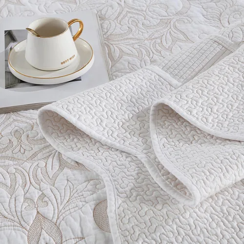 Miniatura 7 de Bedduvit Juego de colcha extragrande de 120 x 128 pulgadas, 100% algodón natural, colcha blanca tamaño King, colcha suave y ligera, 3 piezas