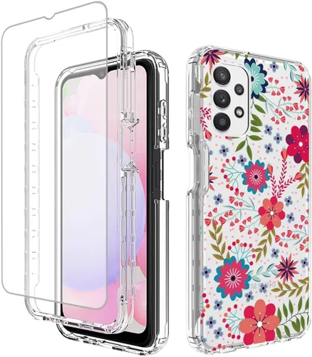 Funda para Galaxy A13 4G/A13 LTE 4G SM-A135F con protector de pantalla de vidrio templado, suave 360 cuerpo completo, a prueba de golpes,