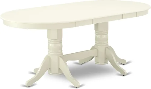 Miniatura 7 de East West Furniture VABO7-LWH-W - Juego de comedor de 7 piezas compuesto por una mesa de comedor ovalada con hojas de mariposa y 6 sillas de asiento