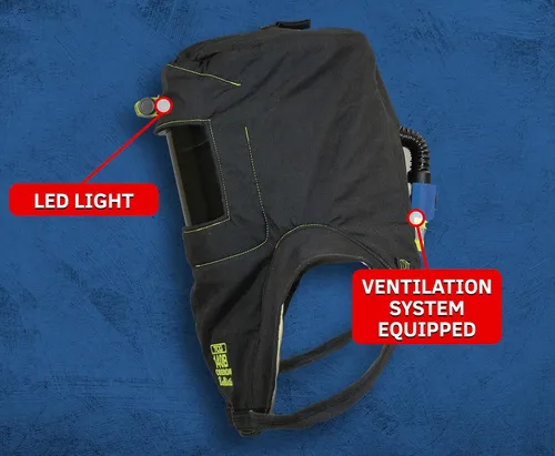 Miniatura 4 de Oberon Kit de traje Arc Flash - 140 Cal - Incluye capucha, abrigo, babero, sistema de ventilación y luz - Serie TCG
