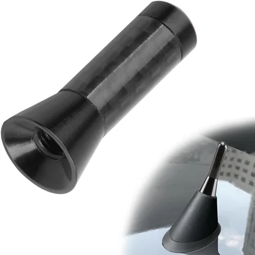 Antena corta para automóvil, antena de radio de aleación de aluminio rechoncha de 1.37 pulgadas con tornillos y juntas de goma, mini antena aérea de