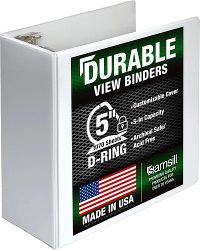 Miniatura 122 de Samsill Carpeta duradera de 1.5 pulgadas, fabricada en los Estados Unidos, carpeta de anillos en D, carpeta transparente personalizable, color rojo