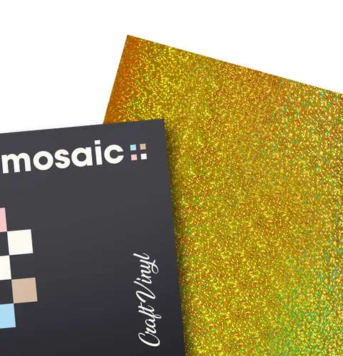 Miniatura 3 de VViViD Mosaic+ - Vinilo de bricolaje (brillo holográfico dorado, 1 pie x 5 pies)
