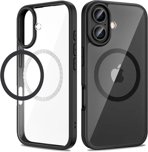 Miniatura 13 de VEGO Funda para iPhone 13 y iPhone 14, con imanes integrados, parte trasera de policarbonato duro transparente + funda delgada de TPU suave