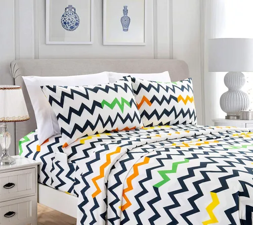 Miniatura 7 de Elegant Comfort Chevron Pattern Collection - Juego de sábanas de 4 piezas de bolsillo profundo de 1500 hilos, resistente a la decoloración