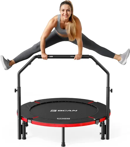 Miniatura 11 de BCAN SP2 - Mini trampolín plegable de 40/48 pulgadas, carga máxima de 330 libras/440 libras, rebote de fitness con mango de espuma ajustable, Azul