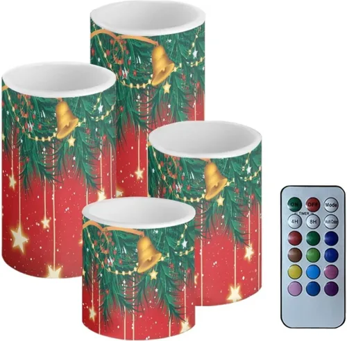 Miniatura 11 de Velas LED parpadeantes operadas por batería, juego de 4 con control remoto y temporizador, velas de llama danzante, velas de pilar para mesa, Playa
