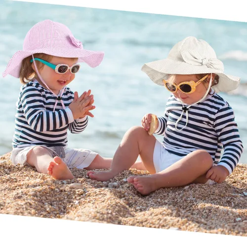 Miniatura 11 de Sombrero de sol para bebé niña con UPF 50+ sombrero de playa ajustable para exteriores con ala ancha