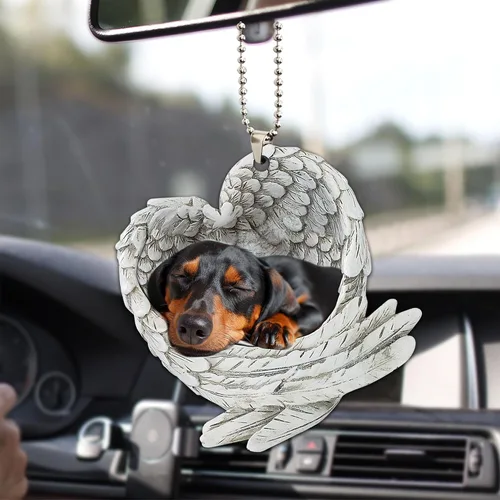 Miniatura 8 de Talataca Dachshund Angelito Durmiente Alas Memorial Tan Wheaten Dachshund 2D Plano Espejo Retrovisor de Coche Accesorios Adorno de Árbol de Navidad