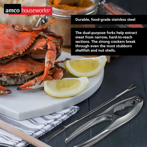 Miniatura 5 de Amco - Juego de herramientas para mariscos (acero inoxidable, 8 piezas), Juego de herramienta para mariscos