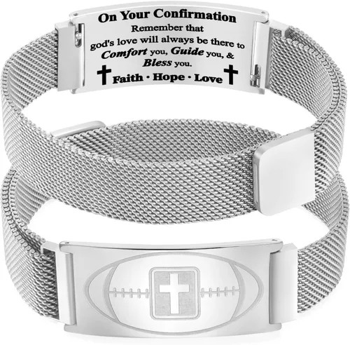 Miniatura 13 de Regalos de graduación, pulsera de fútbol, fútbol, baloncesto, béisbol, regalos de pulsera, pulseras de cruz de fe para hombres, bautismo, primera