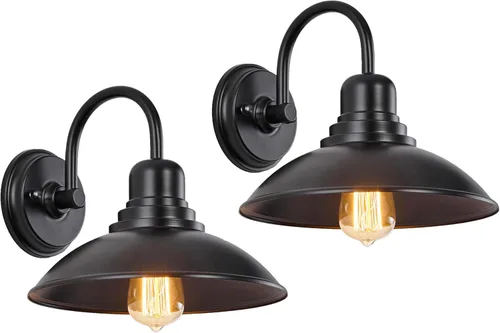 Miniatura 8 de Luz de Granero de Cuello de Ganso de Bronce Rústica Estilo Granja, Iluminación de Tocador de Cabaña Interior con Casquillo Base E26, Aplique