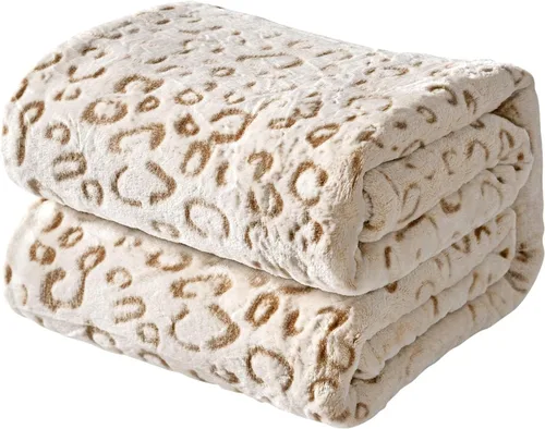 Miniatura 25 de FY FIBER HOUSE Manta de forro polar de franela de microfibra con estampado de guepardo 3D, 90 x 108 pulgadas, púrpura Leopardo morado