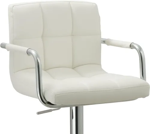 Miniatura 3 de AC Pacific Taburete de cocina giratorio ajustable contemporáneo con cojín y reposabrazos, 24-33 pulgadas, blanco ACBS15 Daisy White Square