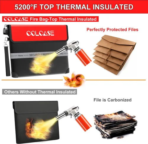 Miniatura 6 de COLCASE Bolsa de documentos ignífuga con cerradura de 5200 ℉ con aislamiento térmico impermeable e ignífugo con cremallera, bolsa ignífuga