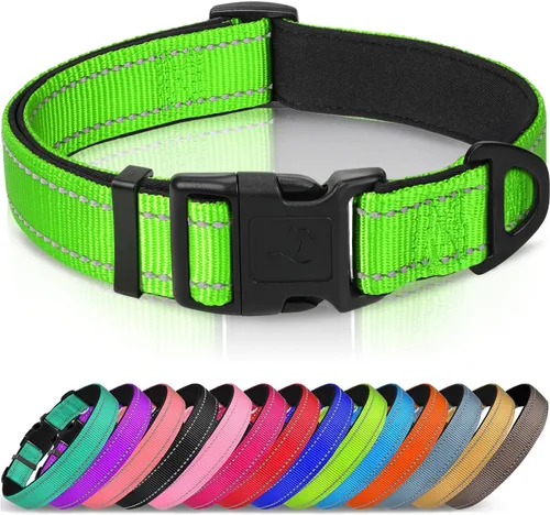 Miniatura 10 de Joytale - Collar reflectante para perro, collar de nailon transpirable con acolchado de neopreno suave para mascotas, ajustable para perros Verde