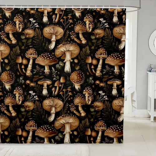 Miniatura 43 de Castle Fairy Cortinas de ducha con hojas de ginkgo, cortina de baño botánica de naturaleza verde, tela de plantas de acuarela, juego de decoración