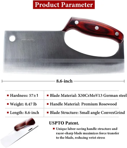 Miniatura 6 de Cuchillo de chef japonés para cortar carne vegetal Esfuerzo Ahorra cuchillos únicos con mango fácil, afilado similar a una navaja