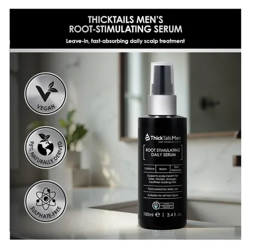 Miniatura 8 de ThickTails Suero de crecimiento del cabello para hombres para adelgazar el cabello Suero sin enjuague para raíces y cuero cabelludo con cafeína