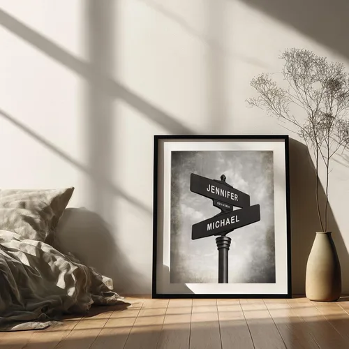 Miniatura 6 de Impresión personalizada para parejas y familias – Regalo de boda, aniversario o nueva casa – Nombres y fecha personalizados – Arte de pared elegante